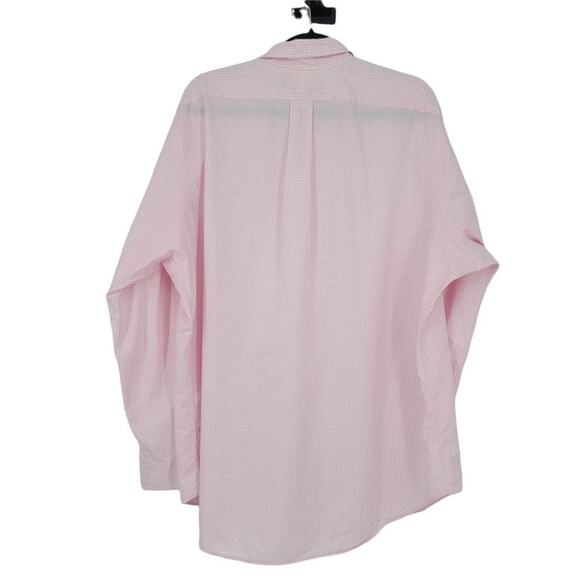 Ralph Lauren Mens White Pink Gingham Classic Fit Button Down Shirt Size 17.5 - Picture 3 of 3